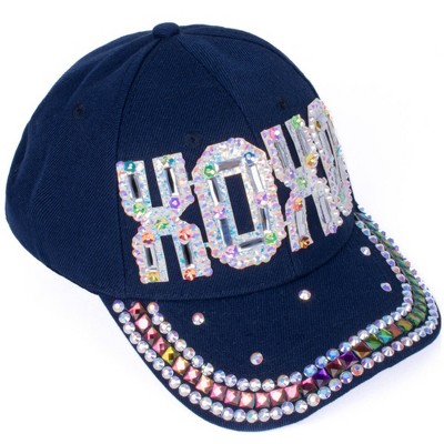 Women's Casual 100% Cotton Denim Baseball Bling Studs Cap