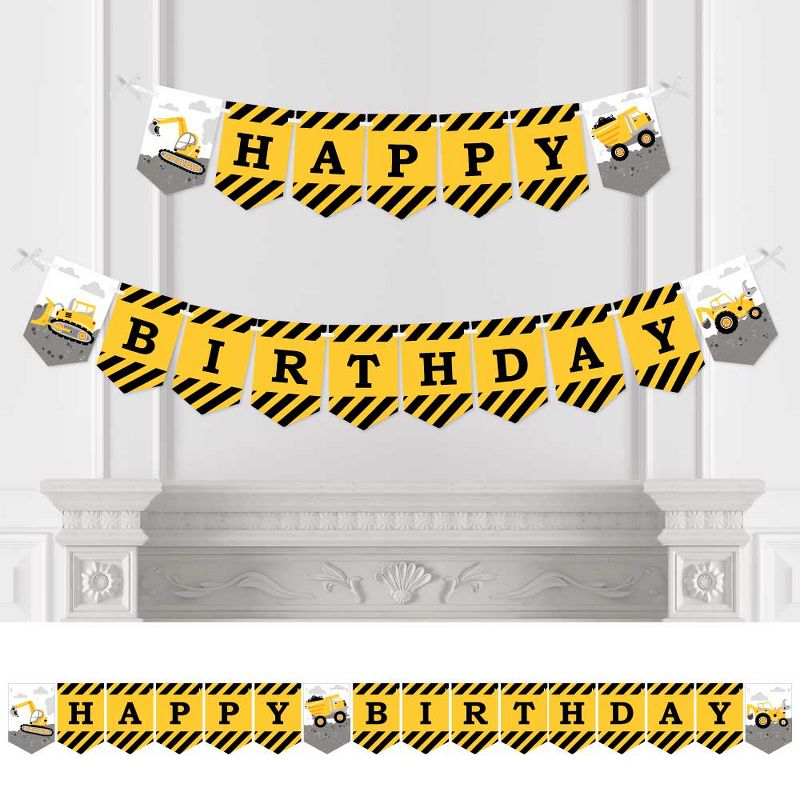 Big Dot of Happiness Dig It - Construction Party Zone - Birthday Party Bunting Banner - Birthday Party Decorations - Happy Birthday, 1 of 6