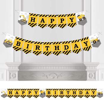 Big Dot of Happiness Dig It - Construction Party Zone - Birthday Party Bunting Banner - Birthday Party Decorations - Happy Birthday