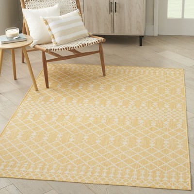 Yellow Moroccan Trellis Synthetic Flatweave Rug 4' x 6'