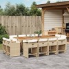vidaXL 9 Piece Patio Dining Set with Cushions Poly Rattan - Gray Wood 8 Chairs - 2 of 4