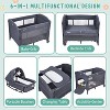 5-in-1 Pack and Play, Baby Bedside Sleeper with Bassinet, Portable Crib, Diaper Changer, Playard and Hanging Toy, Nursery Center , Deep-Grey - 2 of 4