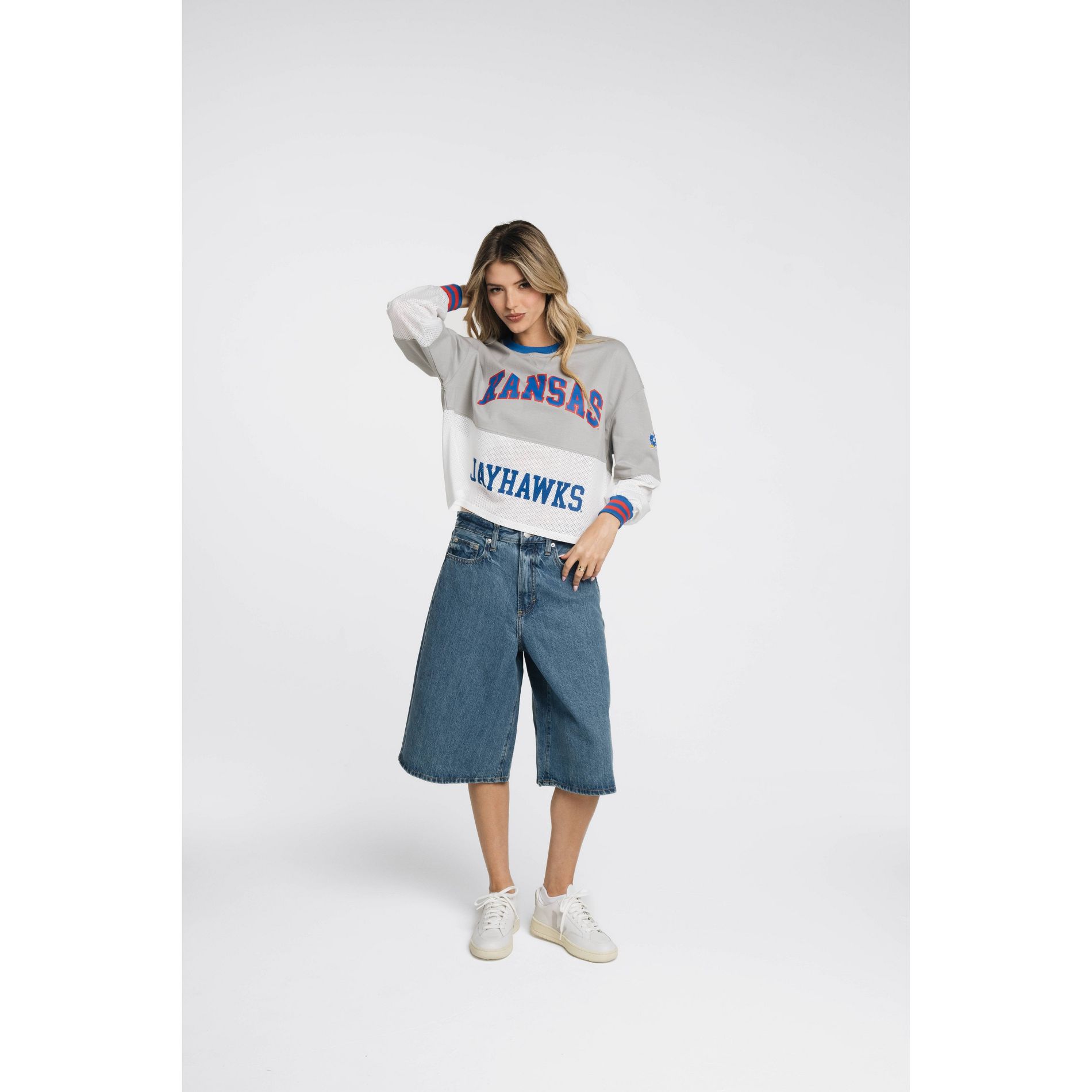 NCAA Kansas Jayhawks Women's Fashion Crew Neck Fleece Sweatshirt - XL - Wild Collective