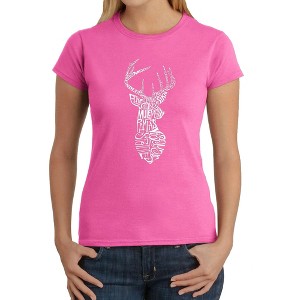 LA Pop Art Women's Word Art T-Shirt - Types of Deer - 1 of 4