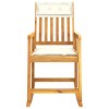 vidaXL Acacia Wood Rocking Chair - Indoor and Outdoor Wooden Rocker with Comfortable Cushions, Easy Assembly - Brown Cream Finish - 3 of 4