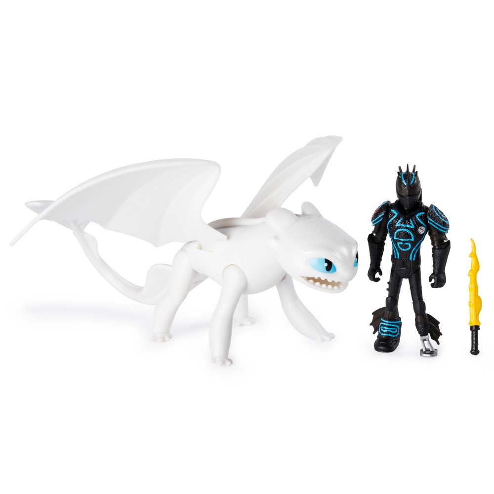 UPC 778988162514 product image for DreamWorks Dragons Lightfury and Hiccup Dragon with Armored Viking Figure | upcitemdb.com