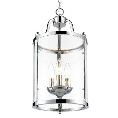 Chrome Finish 3-Light Glass Pendant Light