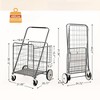 NAYSAYE Foldable Shopping Cart Heavy Duty Utility Cart with Double Basket and Swivel Wheels for Groceries and Laundry, Gray, 26"*21.45"*40.9" - 4 of 4