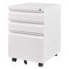 24.41"3 Drawer File Cabinet with Lock, Steel Mobile Filing Cabinet on Anti-tilt Wheels, Rolling Locking Office Cabinets,White - 3 of 4