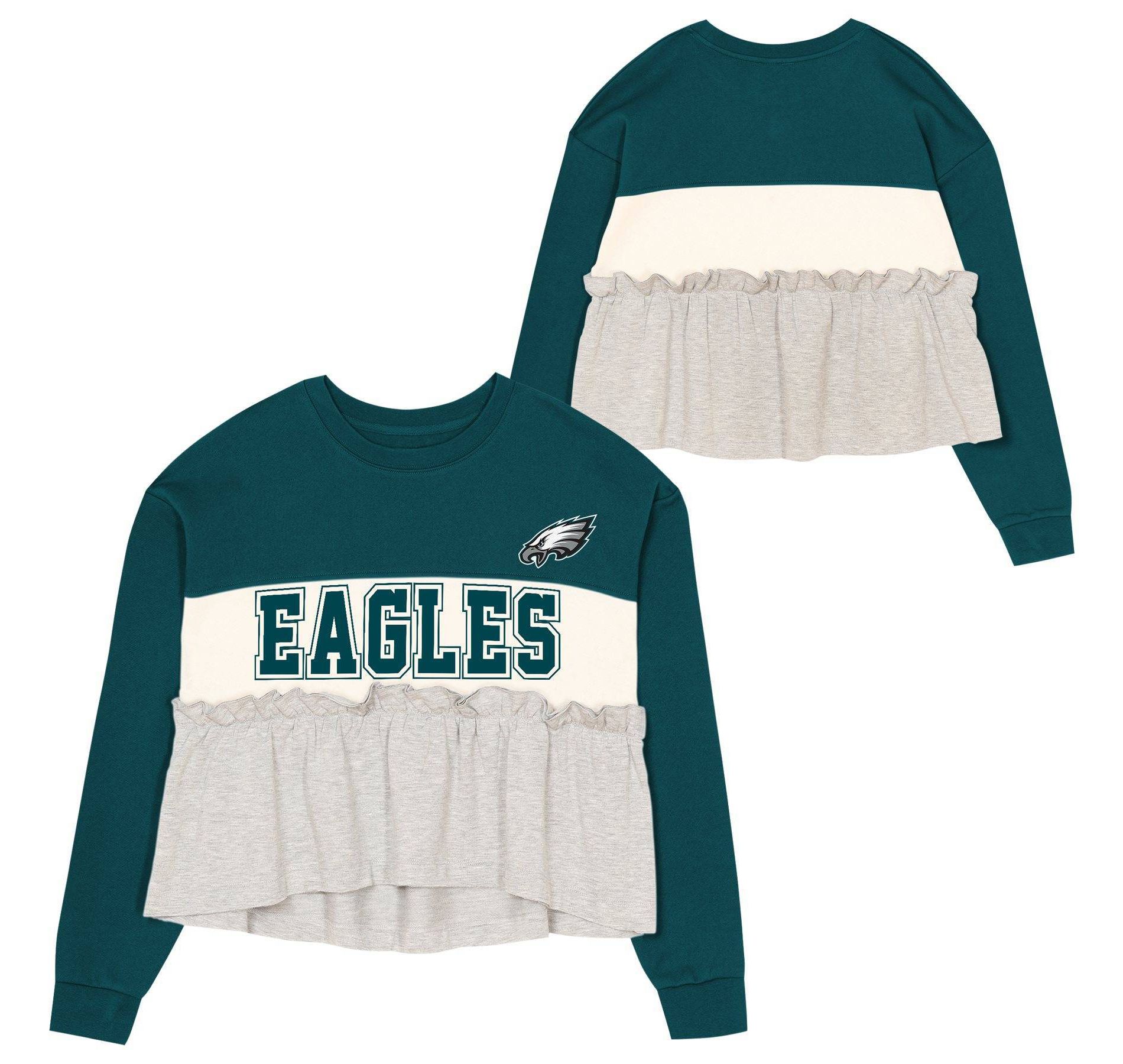 NFL Philadelphia Eagles Girls' Crew Neck Fleece Sweatshirt