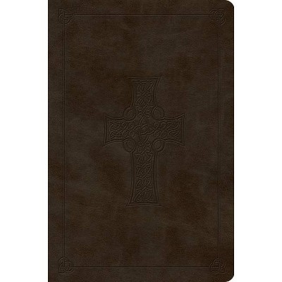 Value Compact Bible-ESV-Celtic Cross Design - (Leather Bound)