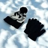 Charles Albert Boy’s Winter Hat & Glove Set - Camouflage Knit Beanie with Pom Pom and Matching Warm Gloves - Black & Gray - 2 of 4