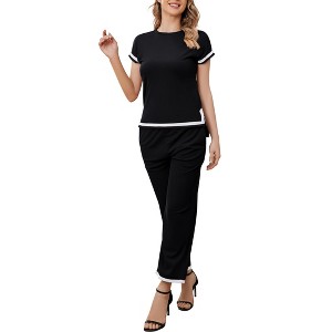 Two Piece Outfits for Women Summer Casual Lounge Set Short Sleeve Jersey Knit Matching Sets Vacation/Airports Outfits - 1 of 4