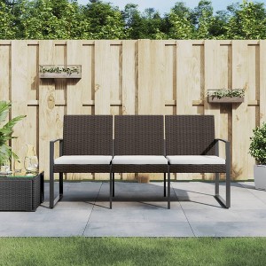 3-Seater Garden Bench Brown PP (Polypropylene) with rattan look - 1 of 4