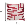 20" Red and Ivory Geometric Cotton Blend Throw Pillow With Embroidery - 3 of 4