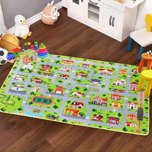 Kids Playmat City Traffic Road Area Rug Mat Educational City Life Carpet for Bedroom Playroom Classroom - 1 of 4