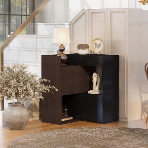 Lyngins Extendable Rotating Storage Cabinet, 2-Tone Buffet Sideboard Cabinet with Drawer & Flip Doors, Kitchen Cabinet, or Corner Cabinet - 1 of 4