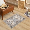 Boho Washable Rug Soft Oriental Printed Distressed Rug Vintage Floral Throw Carpet - 2 of 4