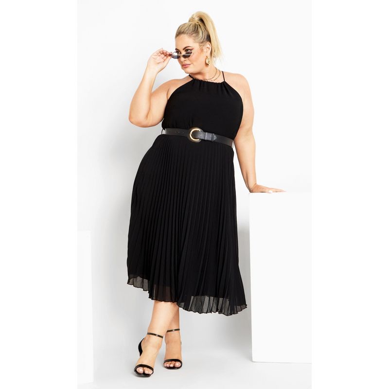 Women's Plus Size Halter Pleat Dress - black | CITY CHIC, 3 of 7