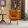 Aukfa Soft Teddy Fabric Rocking Chair w/Pocket - Ergonomic Nursery Glider, Solid Wood Base, 256LB Capacity for Living Room & Bedroom - 3 of 4