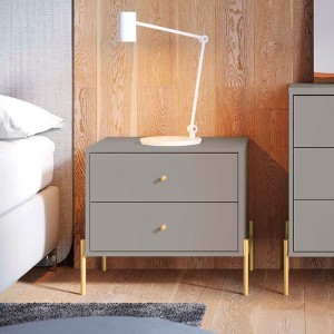 Sapphtopaz Modern Nightstand with 2 Drawers Elegant Bedside Table with Rounded Knobs & Steel Legs Night Stand for Bedroom, Living Room - 1 of 4