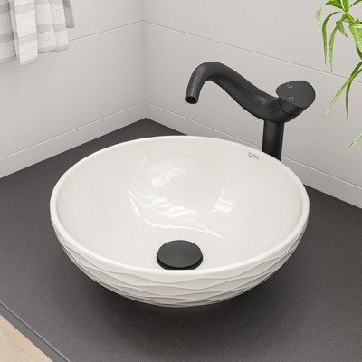 ALFI ABC909 White 17Inch Decorative Round Vessel Above Mount Ceramic Sink