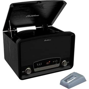 Electrohome Kingston Vintage Vinyl Record Player Stereo System with 2 Bonus Replacement Needles - Black
