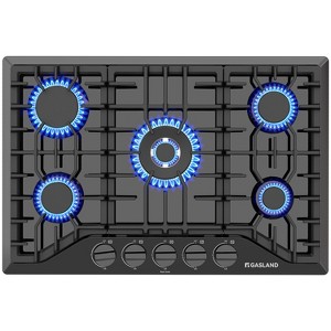 GASLAND PRO GH2305EF 30-Inch 5-Burner Built-in Side Knob Control Gas Cooktop, NG/LPG Convertible, Black Enamel - 1 of 4