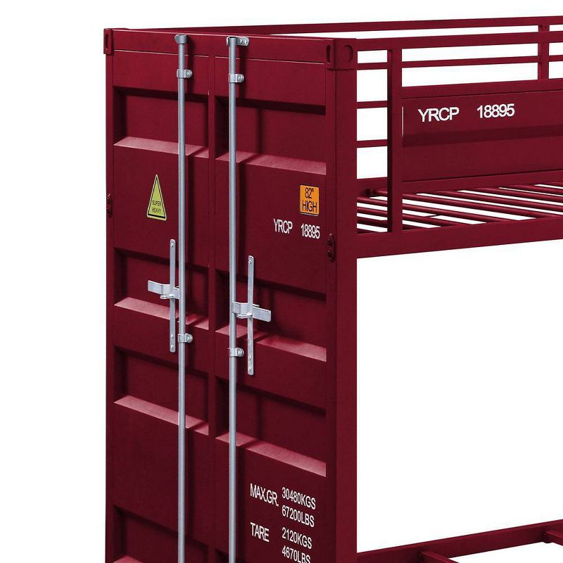 80&#34;Twin/Twin Bunk Bed Cargo Loft and Bunk Bed Red Finish - Acme Furniture, 5 of 9