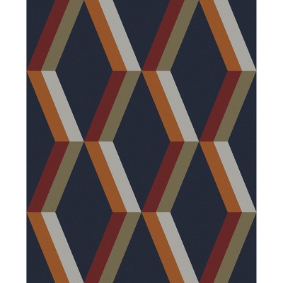 Cirque Nuit Navy Blue and Orange Geometric Paste the Wall Wallpaper