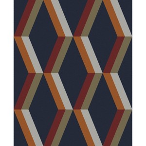 Cirque Nuit Navy Blue and Orange Geometric Paste the Wall Wallpaper - 1 of 4