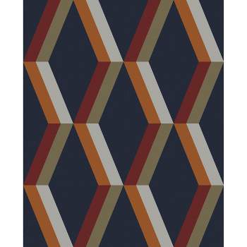 Cirque Nuit Navy Blue and Orange Geometric Paste the Wall Wallpaper