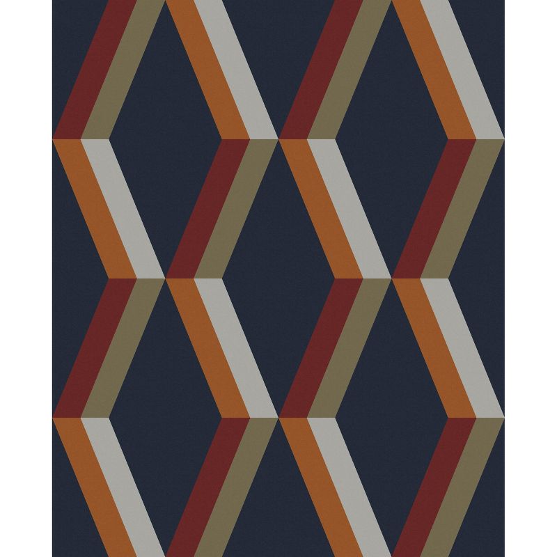 Cirque Nuit Navy Blue and Orange Geometric Paste the Wall Wallpaper, 1 of 5