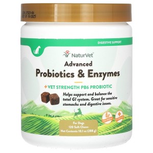 NaturVet Advanced Probiotics & Enzymes, + Vet Strength PB6 Probiotic, For Dogs, 120 Soft Chews, 10.1 oz (288 g) - 1 of 3