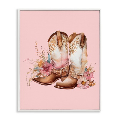 Stupell Industries Floral Pink Cowgirl Boots, 16" x 20"
