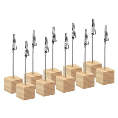 Unique Bargains Wood Base Table Number Memo Clip Place Card Holder 10 Pcs