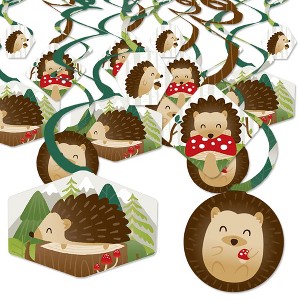 Big Dot of Happiness Forest Hedgehogs - Woodland Birthday Party or Baby Shower Hanging Decor - Party Decoration Swirls - Set of 40 - 1 of 4
