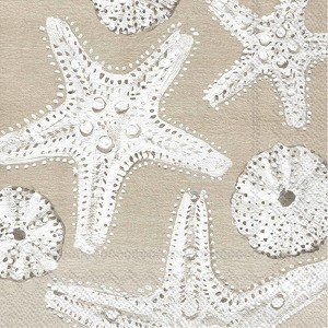 Boston International IHR 3-Ply Paper Cocktail Napkins, 5" x 5", Beach Treasures Starfish (Pack of 20) - 1 of 1