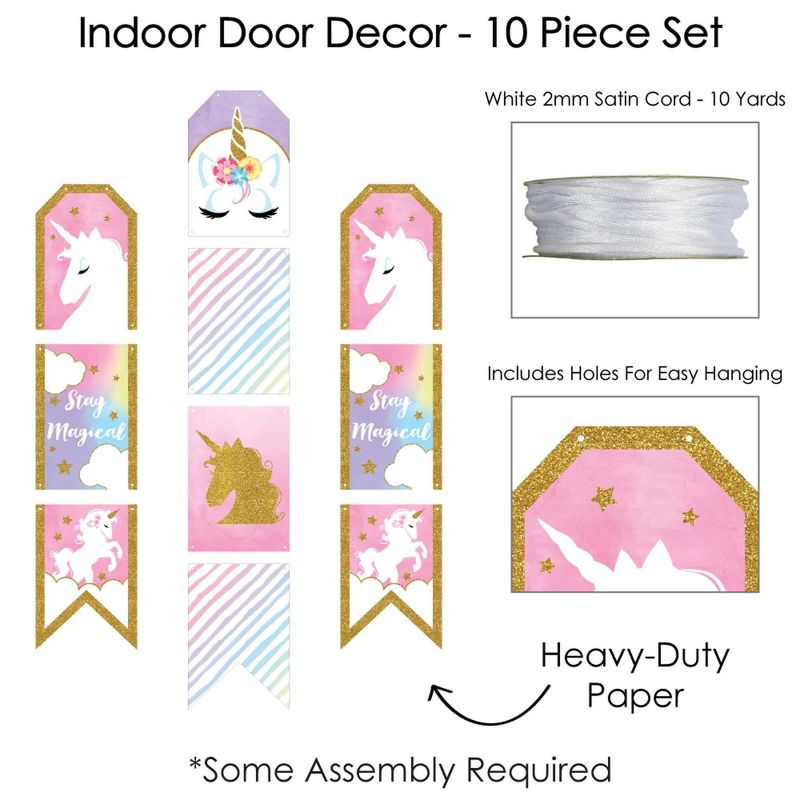 Big Dot of Happiness Rainbow Unicorn - Hanging Vertical Paper Door Banners - Magical Baby Shower or Birthday Party Wall Decor Kit - Indoor Door Decor, 5 of 8