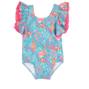 RuffleButts Girls UPF50+ Butterfly One Piece Swimsuit - 1 of 4
