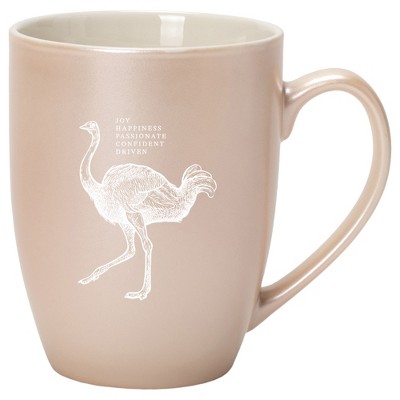 Elanze Designs 10 Ounce Ceramic Decorative Laser Engraved Giftable Novelty Tea Coffee Cup Mug Precious Pearl Ostrich Joy Passionate Confident Driven