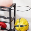 Garage Sports Equipment Organizer, Ball Cart w/Baskets, Hooks, 4-Tier Metal Storage Organizer, Rolling Storage Cart for Home Garage Sports Facilities - 3 of 4
