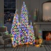 White Flocked Pre-Lit Pencil Christmas Tree Set,4ft 6ft 8ft Slim Artificial Holiday Decoration with 11 Lighting Modes-Baofuwish - 2 of 4