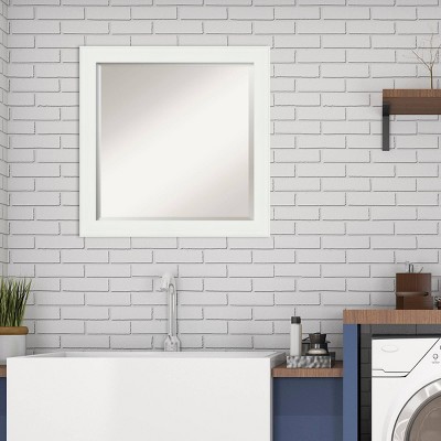 Vanity White Beveled Rectangular Bathroom Wall Mirror 30x30