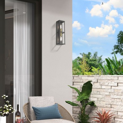 Bronze and Antique Gold Outdoor Wall Lantern with Clear Glass