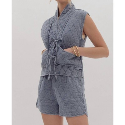 Women's Quilted Tie Vest - entro