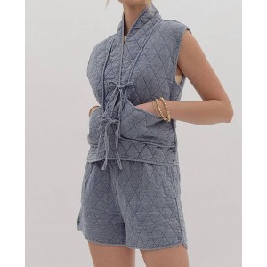 Women's Quilted Tie Vest - entro - 1 of 4