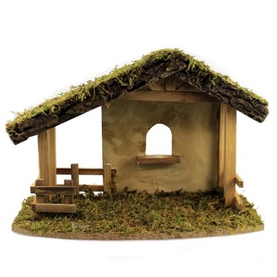 Christmas 10.25" Wooden Stable. Nativity Creche  -  Decorative Figurines