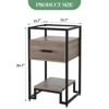 Nightstand with Drawer, 3-Tier End Table with Steel Frame and Glass Top for Bedroom, Living Room - 2 of 4