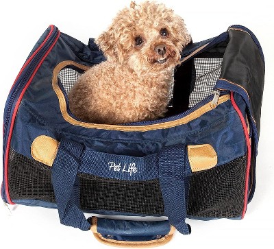 Pet Life 16-in x 9-in x 11-in Blue Collapsible Nylon Small Dog/Cat Bag in  the Pet Carriers department at